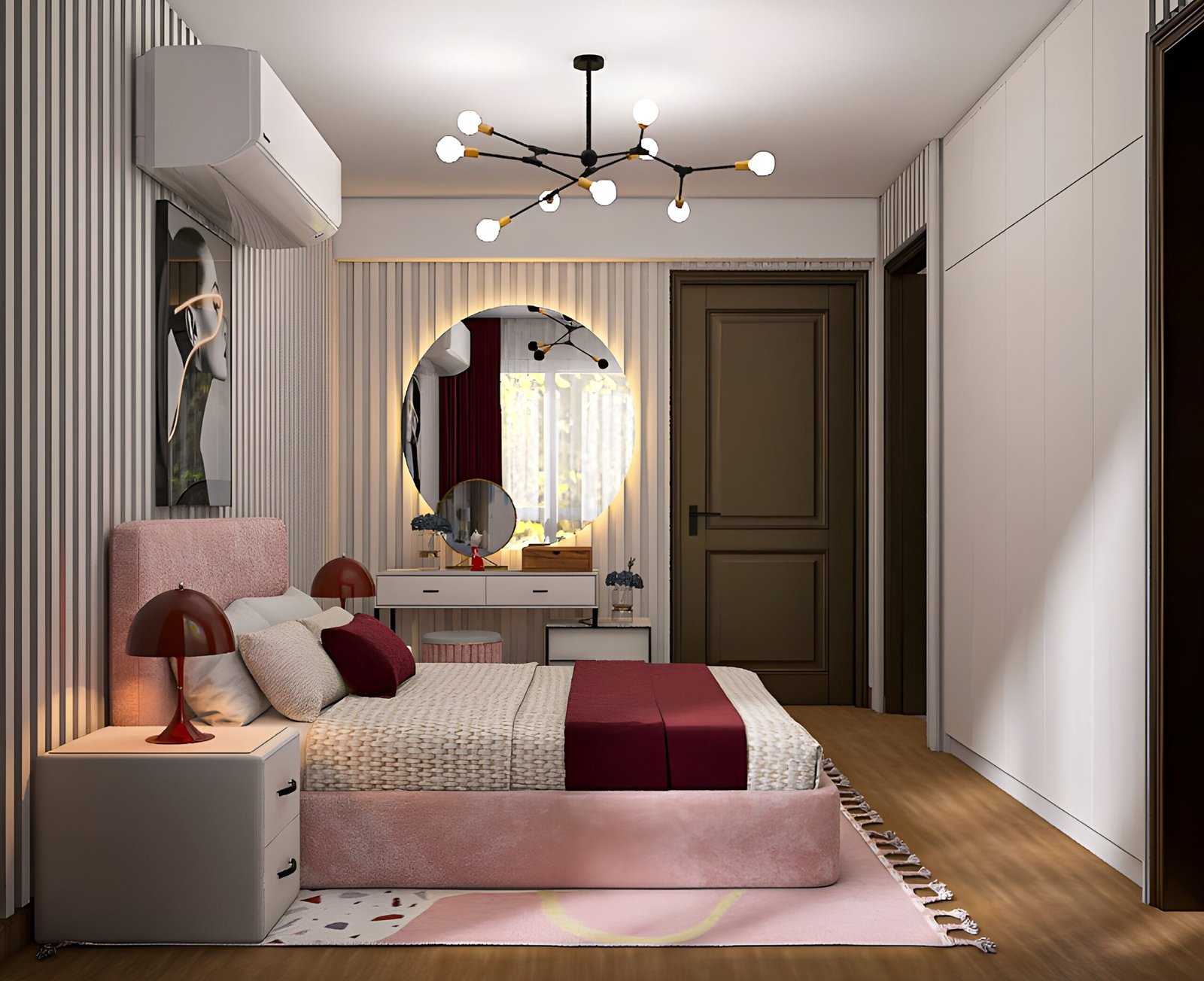 تصميم 3d غرف نوم بنات بتصميم عصري وراقي